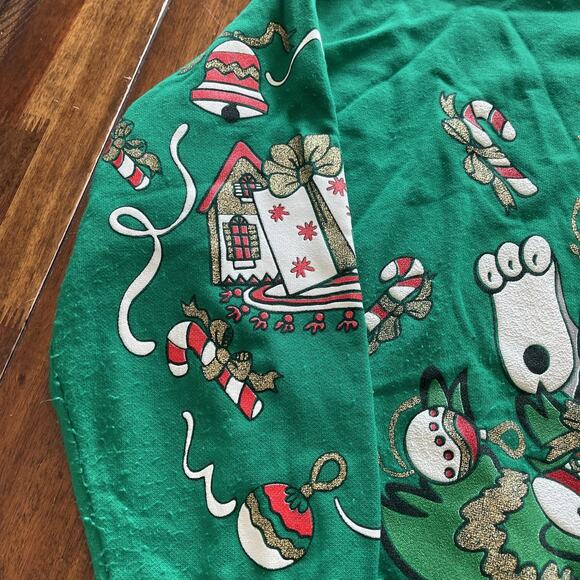 Vintage Nutcracker Christmas Sweater Mens Large Cat Tree Santa Pullover 90s - Picture 5 of 14